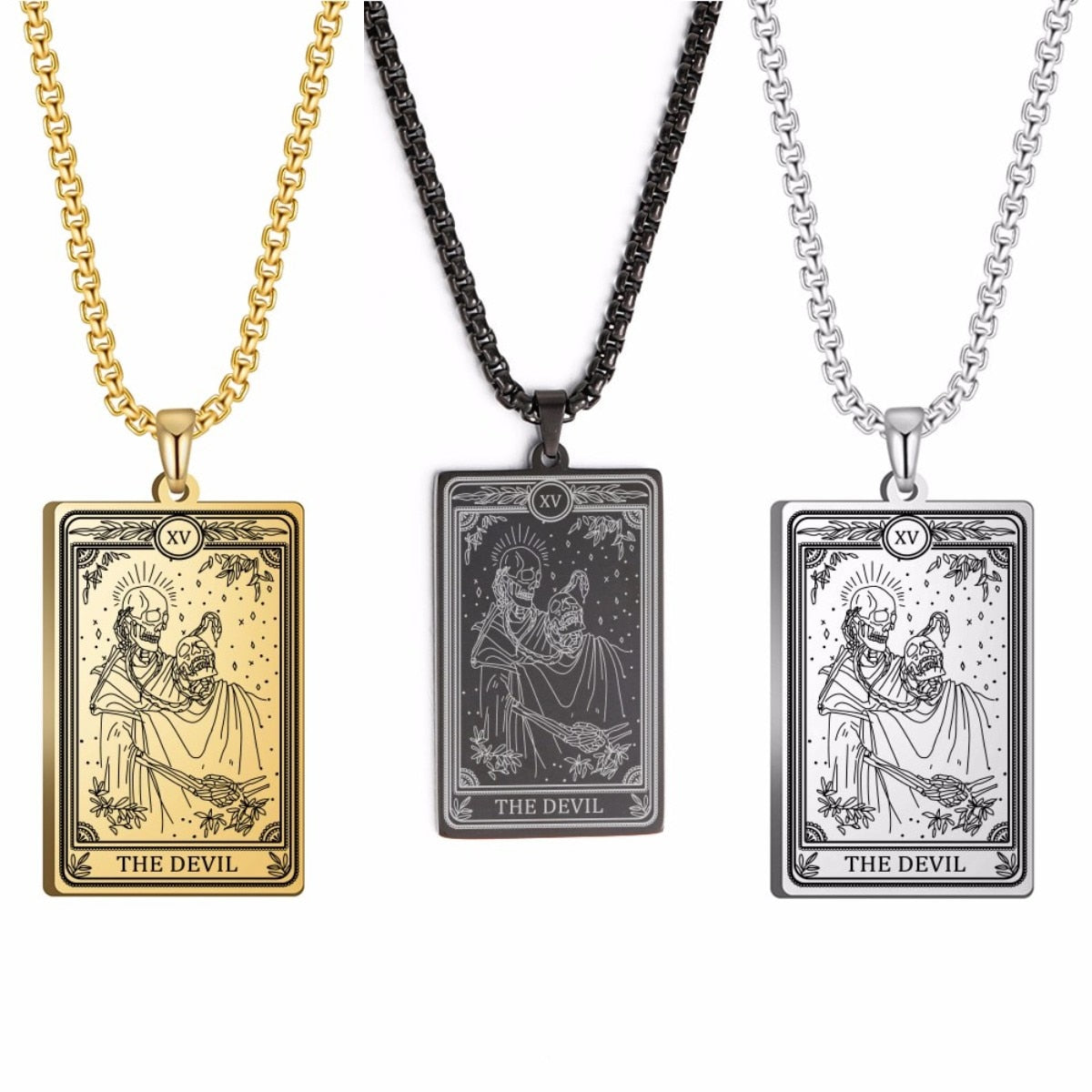 Skeleton Tarot Pendant Necklace of the Major Arcana