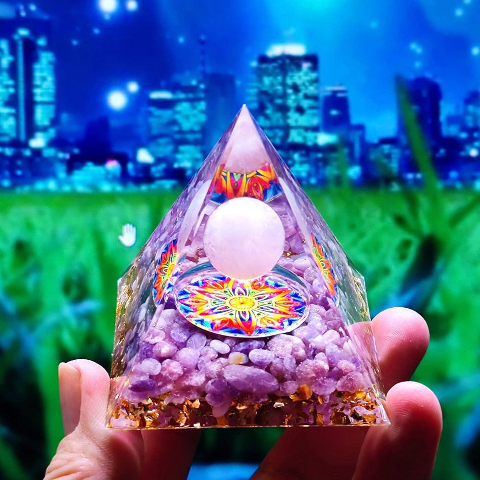 Handmade Orgone Pyramid in Various Stones & Crystals