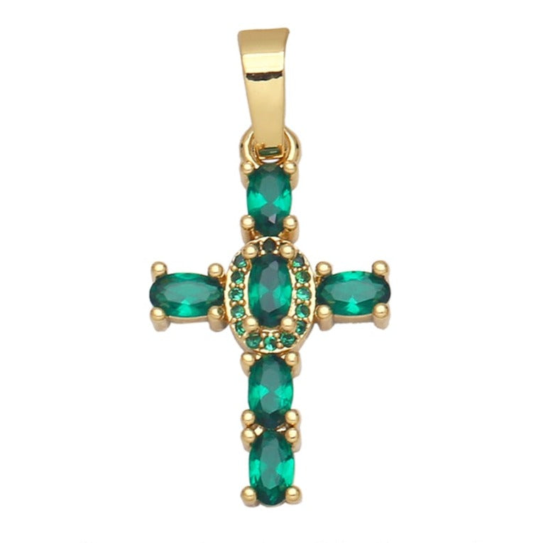 Holy Cross Pendants for Necklace with Natural Stones