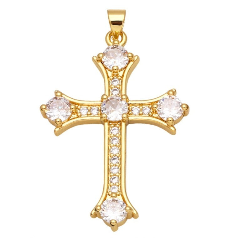 Holy Cross Pendants with Natural Stones