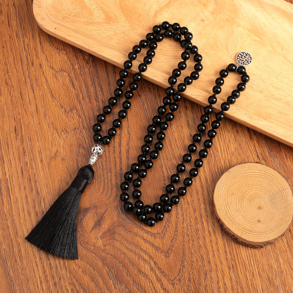 108 Bead Mala Handmade w/ Natural Black Onyx