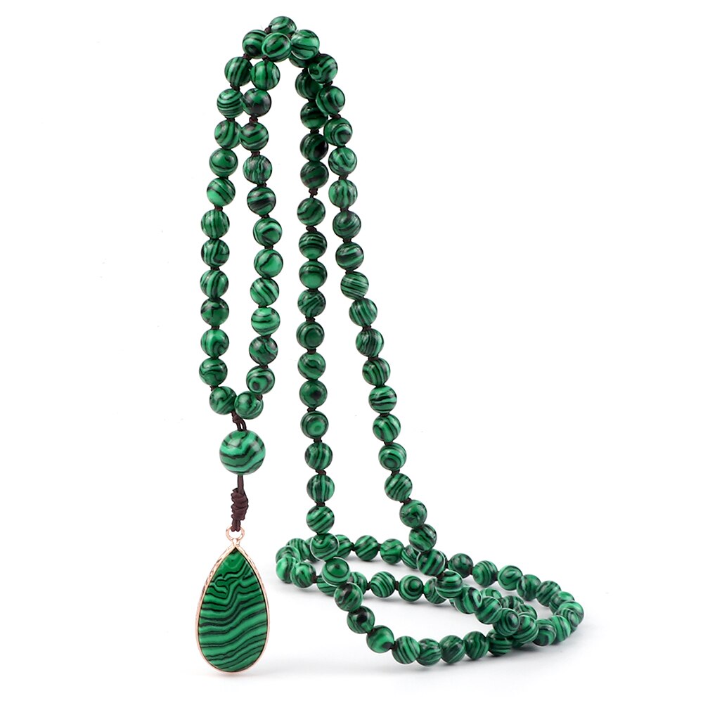 108 Prayer Bead Mala Handmade w/ Malachite Stone