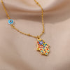 Evil Eye Hand of Fatima Pendant Necklace For Women