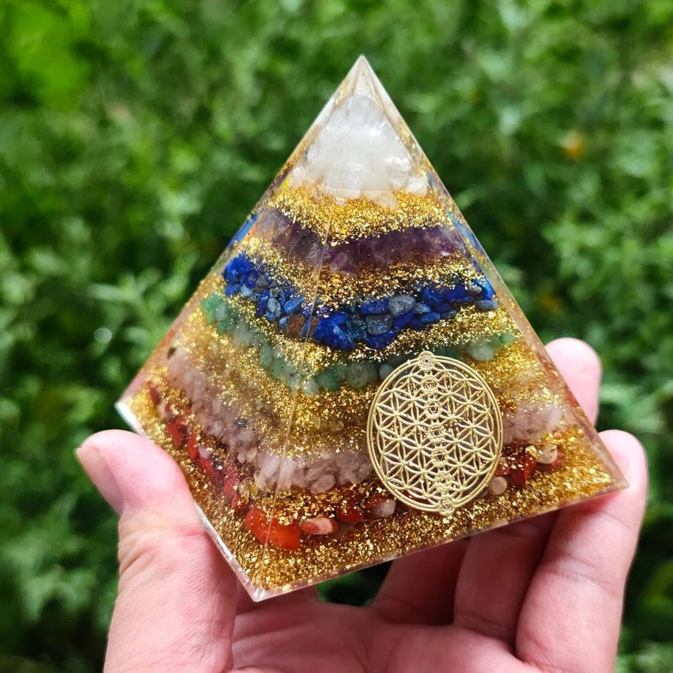 Handmade Orgone Pyramid in Various Stones & Crystals