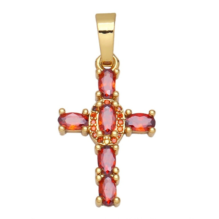 Holy Cross Pendants for Necklace with Natural Stones