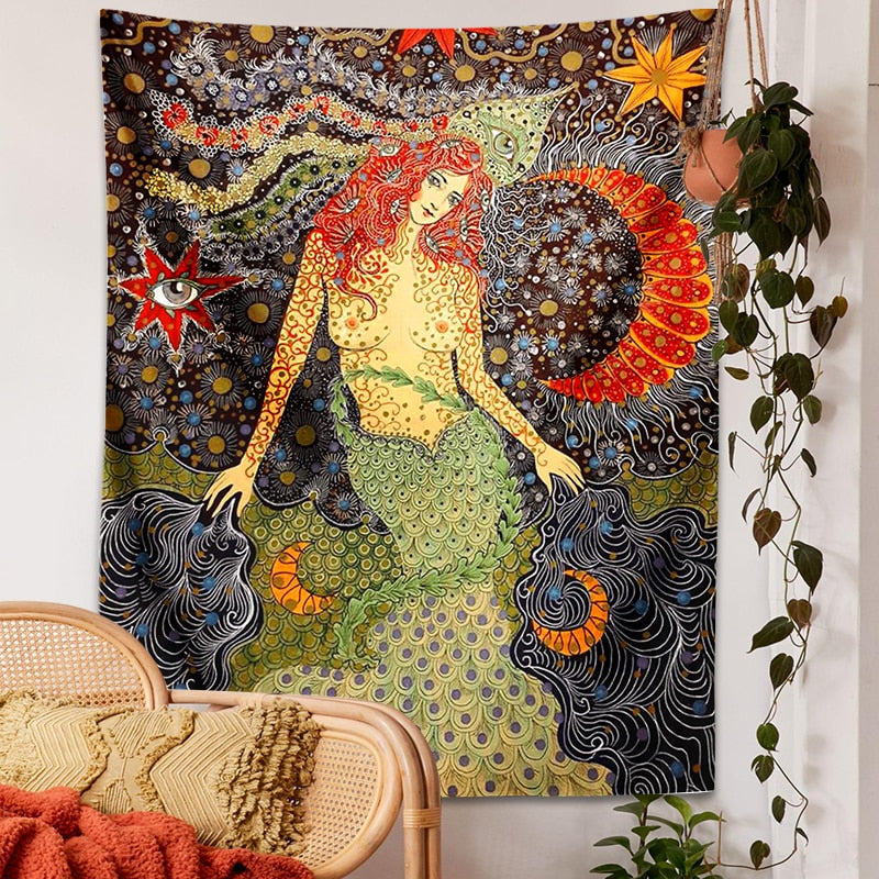 Psychedelic Girl Tapestry - Mermaid