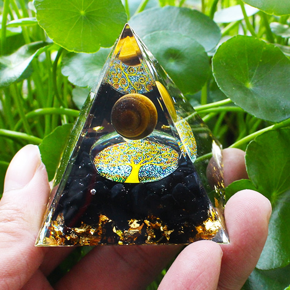 Orgone Pyramid Handmade w/ Natural Crystal