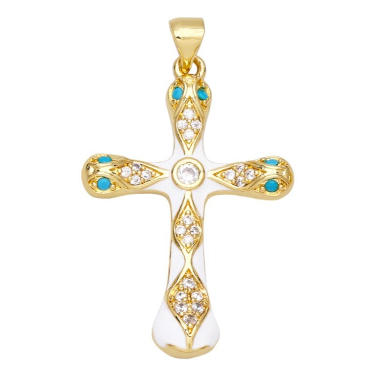 Holy Cross Pendants with Natural Stones