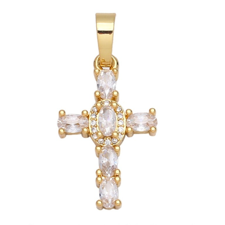 Holy Cross Pendants for Necklace with Natural Stones