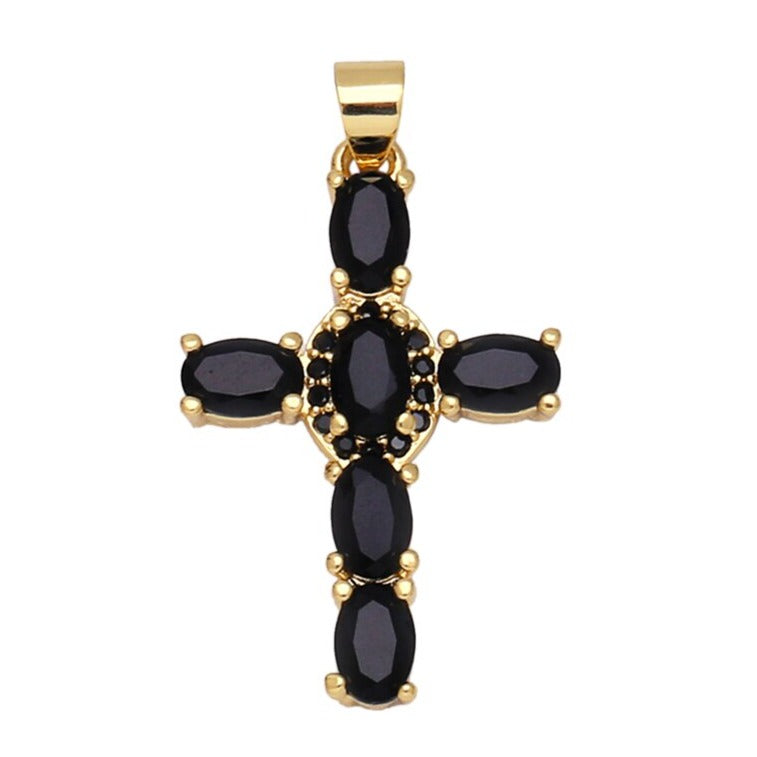 Natural Gemstone Cross Pendant