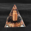 Spiral Copper Wire Orgonite Pyramid with Obsidian